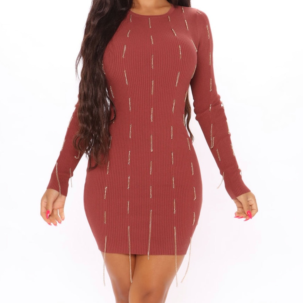 Fashion Nova Body Con Chain Dress